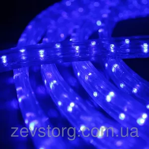 Светодиодный дюралайт новогодний LED 10м с контроллером синий